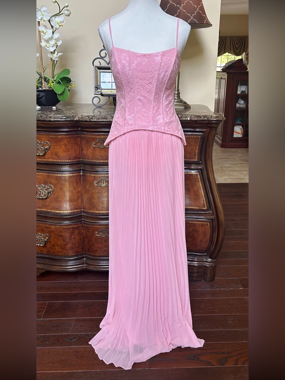 Camila Coelho Pink Pleated Corset Gown